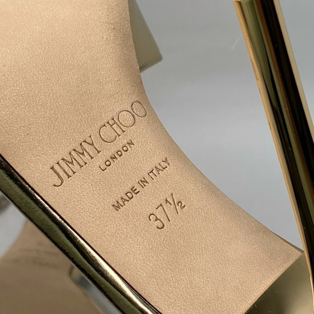 Jimmy Choo Saeda 100MM Metallic Leather Sandals size 37.5 - Picture 15 of 15